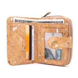 Kork Brieftasche mit gold und silber Applikation